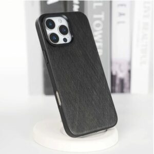 Faux leather case with metallic texture For iPhone 16